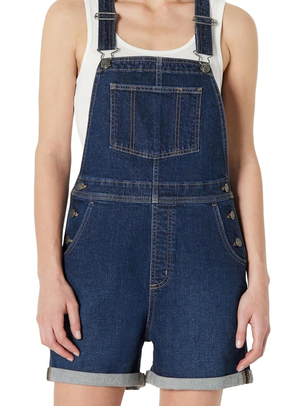 Amazon Essentials Dark Blue Denim Short Overalls